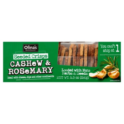 Olina's Bakehouse Cashew & Rosemary Seeded Crisps, 5.3 oz