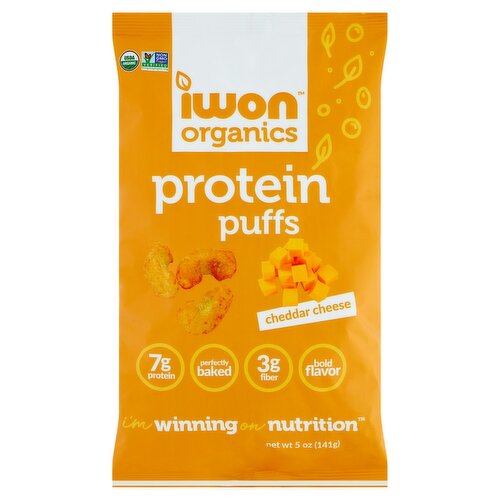 Iwon Organics Cheddar Cheese Protein Puffs, 5 oz