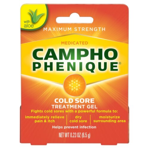 Campho Phenique Maximum Strength Medicated Cold Sore Treatment Gel, 0.23 oz