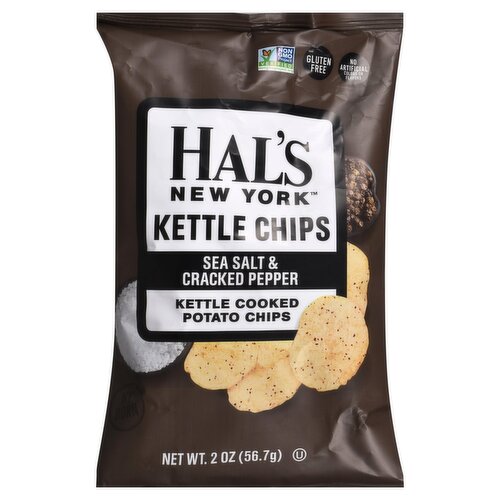 Hal's New York Sea Salt & Cracked Pepper Kettle Cooked Potato Chips, 2 oz