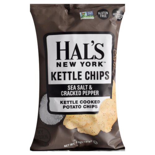 Hal's New York Sea Salt & Cracked Pepper Kettle Cooked Potato Chips, 5 oz