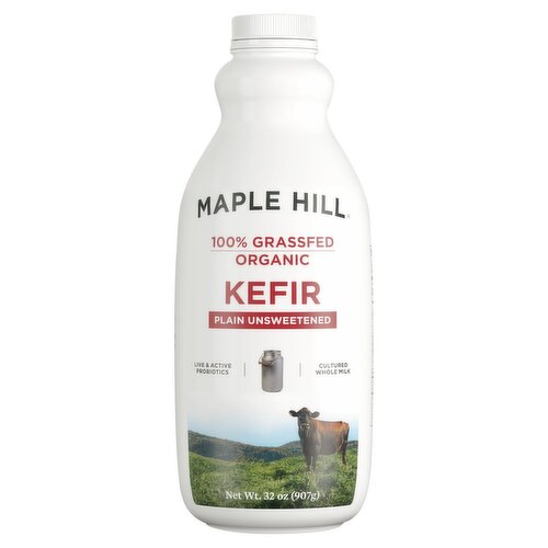 Maple Hill Plain Unsweetened 100% Grassfed Organic Kefir, 32 oz