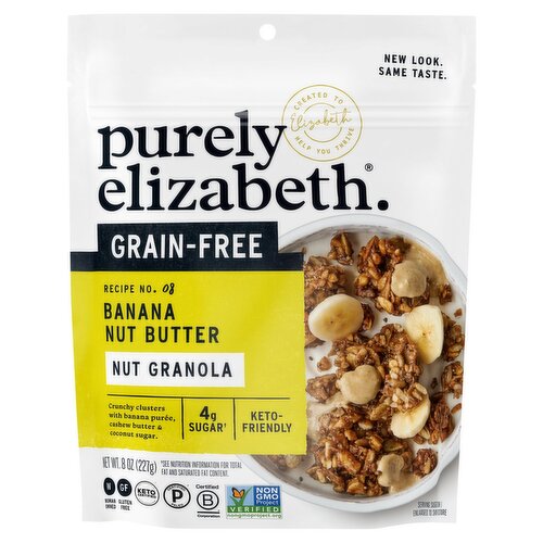 Purely Elizabeth Recipe No. 08 Grain-Free Banana Nut Butter Granola, 8 oz