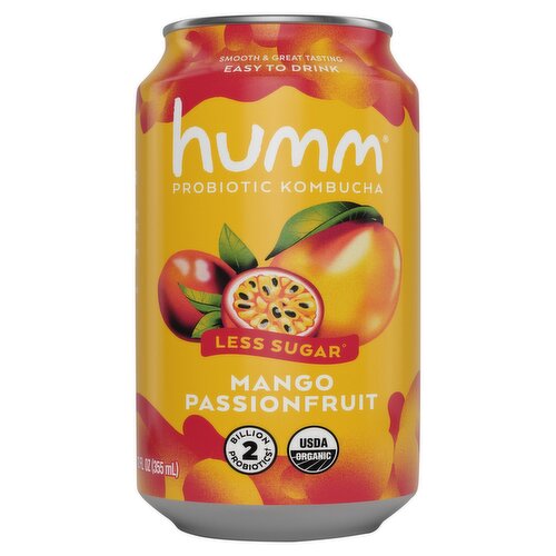 Humm Mango Passionfruit Probiotic Kombucha, 12 fl oz