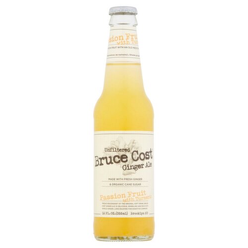 Bruce Cost Unfiltered Passion Fruit with Turmeric Ginger Ale, 12 fl oz