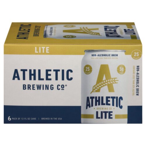 Athletic Brewing Co Lite Non-Alcoholic Brew, 6 count, 12 fl oz