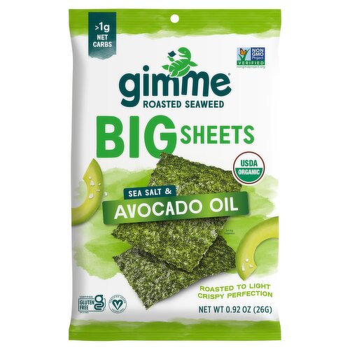 Gimme Big Sheets Sea Salt & Avocado Oil Roasted Seaweed, 0.92 oz