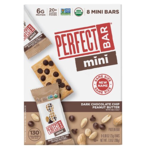 Perfect Bar Dark Chocolate Chip Peanut Butter with Sea Salt Mini Protein Bar, 0.88 oz, 8 count