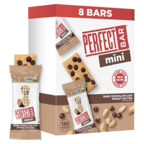 Perfect Bar Dark Chocolate Chip Peanut Butter with Sea Salt Mini Protein Bar, 0.88 oz, 8 count