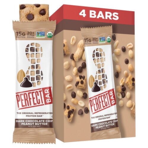 Perfect Bar Dark Chocolate Chip Peanut Butter with Sea Salt Protein Bar, 2.3 oz, 4 count