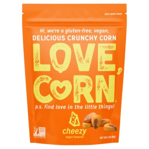 LOVE, CORN Cheezy Vegan Flavored Crunchy Corn, 4 oz