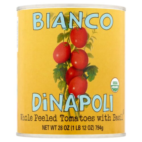 Bianco DiNapoli Whole Peeled Tomatoes with Basil, 28 oz