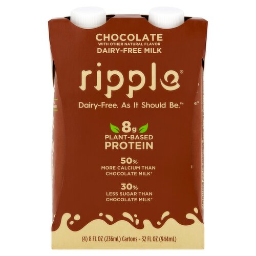 Ripple Chocolate Dairy-Free Milk, 8 fl oz, 4 count