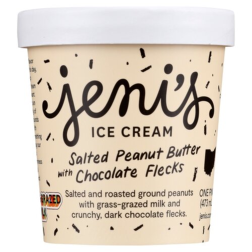 Jeni's Salted Peanut Butter with Chocolate Flecks Ice Cream, one pint