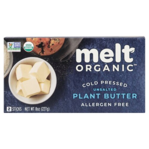 Melt Organic Cold Pressed Unsalted Plant Butter Sticks, 2 Count, 8 oz