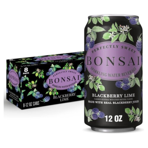 Bonsai Blackberry Lime Sparkling Water Beverage, 12 fl oz, 8 count