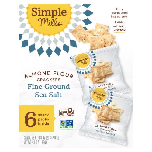 Simple Mills Fine Ground Sea Salt Almond Flour Crackers, 0.8 oz, 6 count