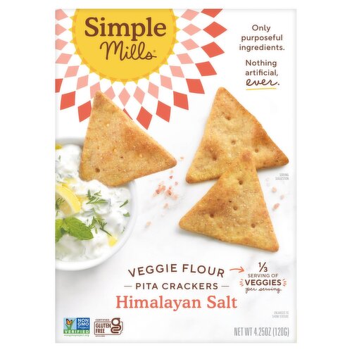 Simple Mills Veggie Flour Himalayan Salt Pita Crackers, 4.25 oz