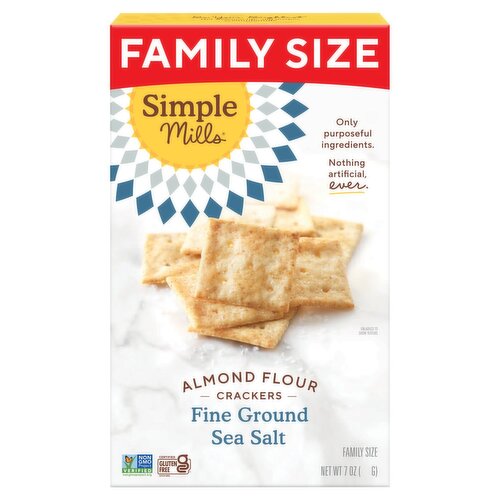 Simple Mills Fine Ground Sea Salt Almond Flour Crackers Family Size, 7 oz