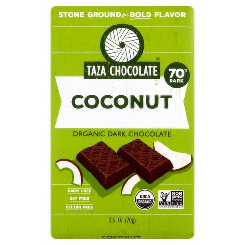 Taza Chocolate Coconut Organic Dark Chocolate, 2.5 oz