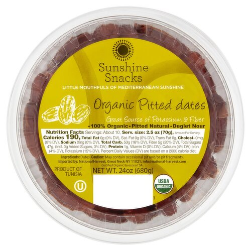 Sunshine Snacks Organic Pitted Dates, 24 oz