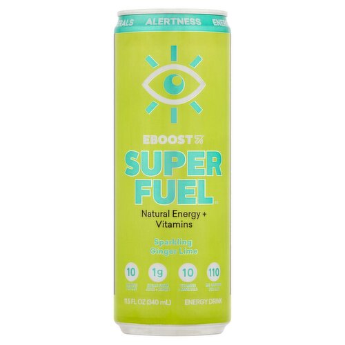 EBoost Super Fuel Sparkling Ginger Lime Energy Drink, 11.5 fl oz