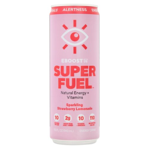 EBoost Super Fuel Sparkling Strawberry Lemonade Energy Drink, 11.5 fl oz