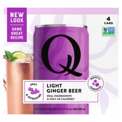 Q Light Ginger Beer, 7.5 fl oz, 4 count