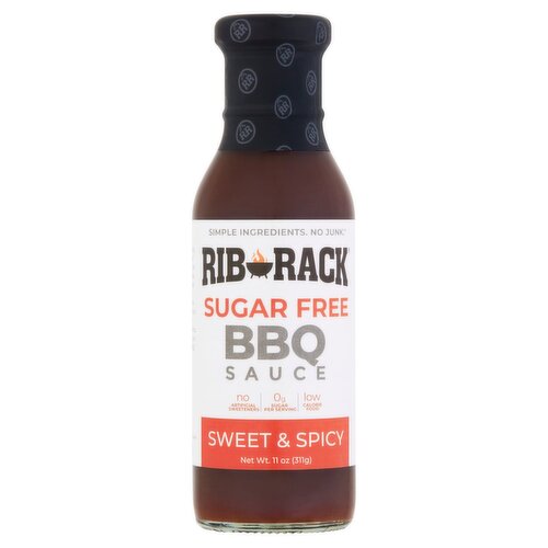 Rib Rack Sugar Free Sweet & Spicy BBQ Sauce, 11 oz