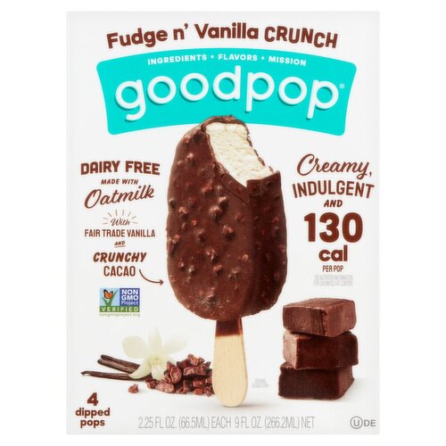 GoodPop Fudge N' Vanilla Crunch Dipped Pops, 2.25 fl oz, 4 count