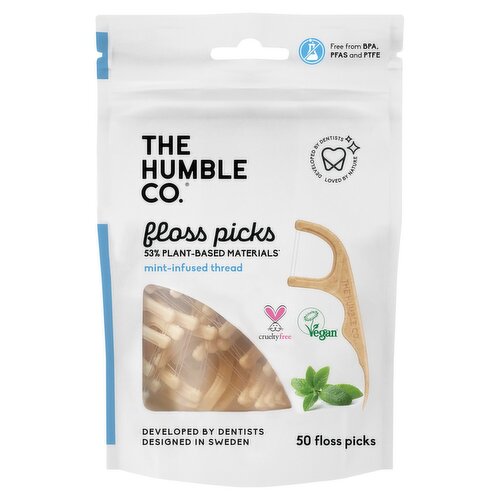 The Humble Co. Mint-Infused Thread Floss Picks, 50 count