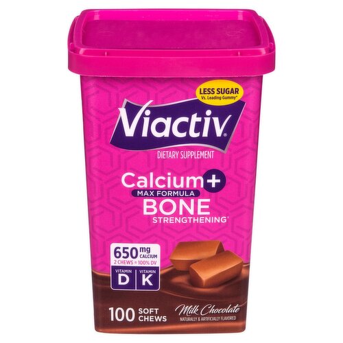 Viactiv Calcium + Bone Milk Chocolate Soft Chews Dietary Supplement, 100 count