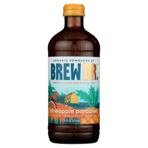 Brew Dr. Pineapple Paradise Tasty & Fizzy Probiotic Tea, 14 fl oz