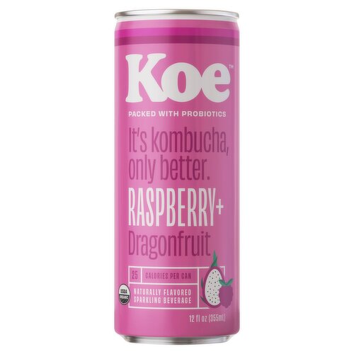 Koe Raspberry + Dragonfruit Kombucha, 12 fl oz