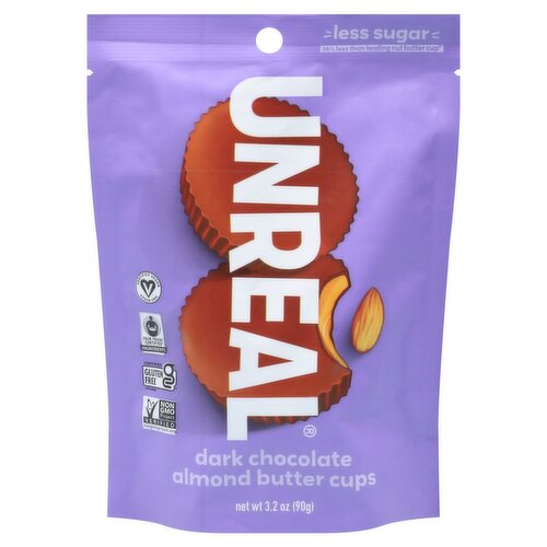 Unreal Dark Chocolate Almond Butter Cups, 3.2 oz