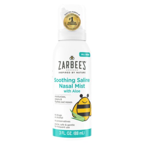 Zarbee's Soothing Saline Nasal Mist with Aloe, 3 fl oz