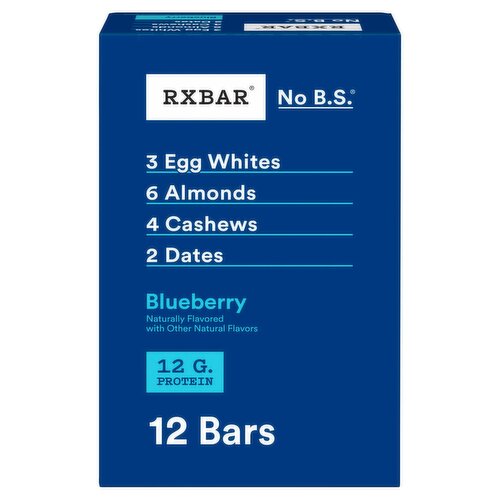 RXBAR No B.S. Blueberry Protein Bar, 1.8 oz, 12 count