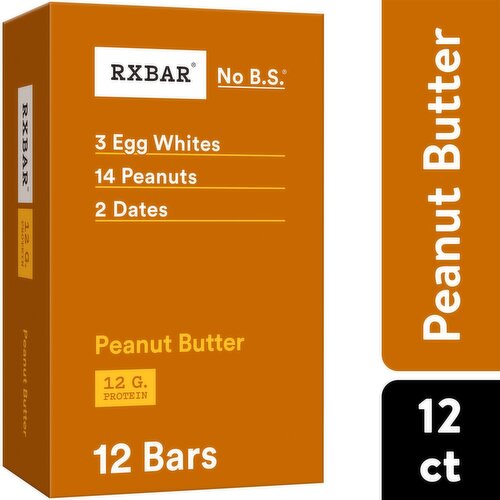 RXBAR No B.S. Peanut Butter Protein Bars, 1.8 oz, 12 count