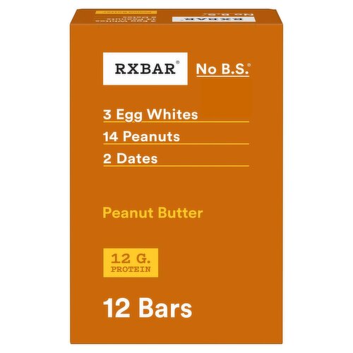 RXBAR No B.S. Peanut Butter Protein Bars, 1.8 oz, 12 count