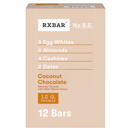 RXBAR No B.S. Coconut Chocolate Protein Bars, 1.8 oz, 12 count