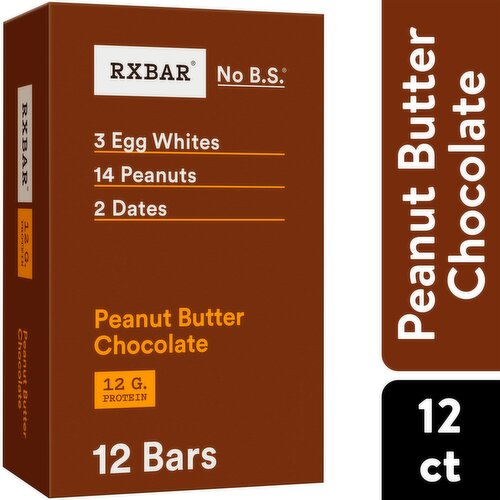 RXBAR No B.S. Peanut Butter Chocolate Protein Bars, 1.8 oz, 12 count