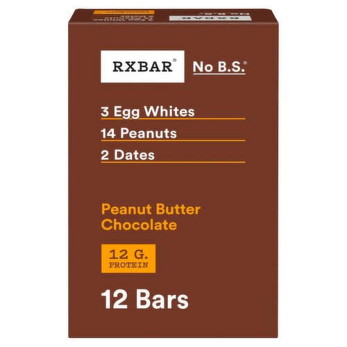 RXBAR No B.S. Peanut Butter Chocolate Protein Bars, 1.8 oz, 12 count