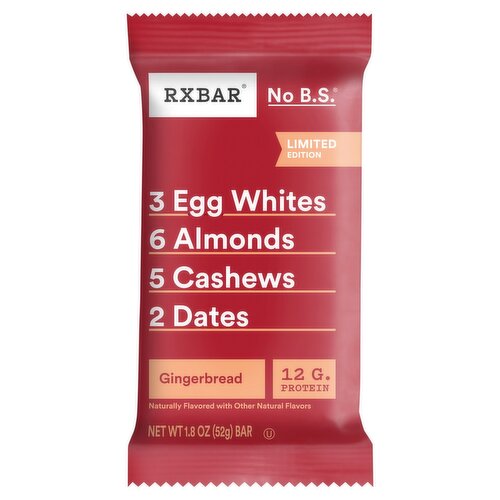 Rxbar No B.S. Gingerbread Bar Limited Edition, 1.8 oz