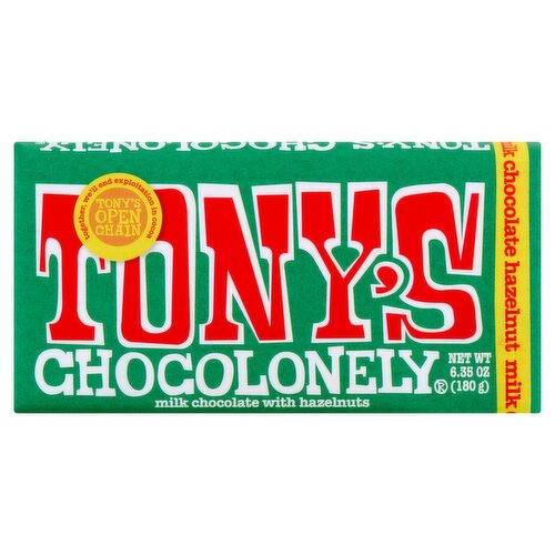 Tony's Chocolonely Milk Chocolate with Hazelnuts, 6.35 oz