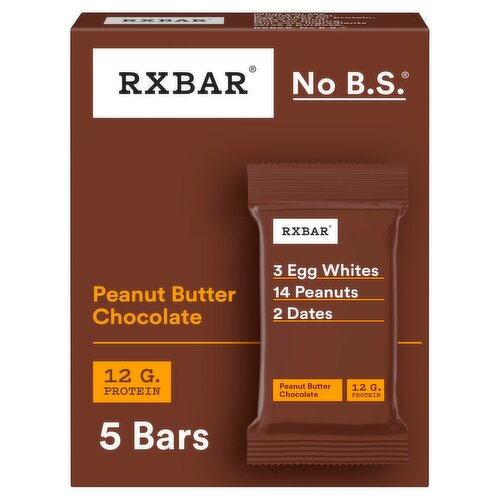 RXBAR No B.S. Peanut Butter Chocolate Protein Bars, 1.8 oz, 5 count