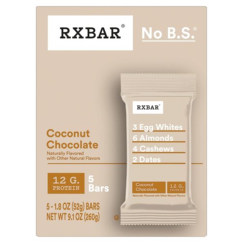 RXBAR NO B.S. Coconut Chocolate Protein Bars, 1.8 oz, 5 count