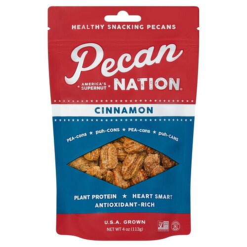 Pecan Nation Cinnamon Healthy Snacking Pecans, 4 oz