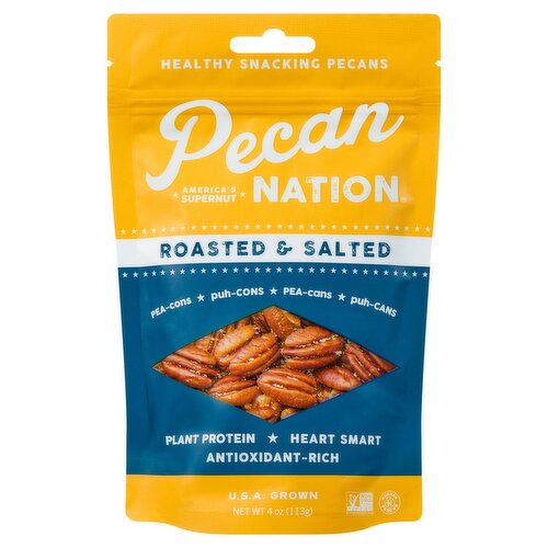 Pecan Nation Roasted & Salted Healthy Snacking Pecans, 4 oz