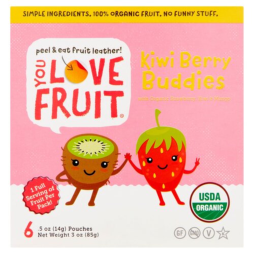 You Love Fruit Kiwi Berry Buddies Fruit Snacks, .5 oz, 6 count