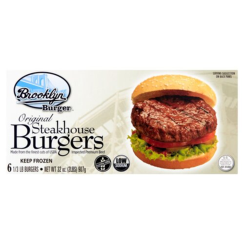 Brooklyn Burger Original Steakhouse Burgers, 1/3 lb, 6 count